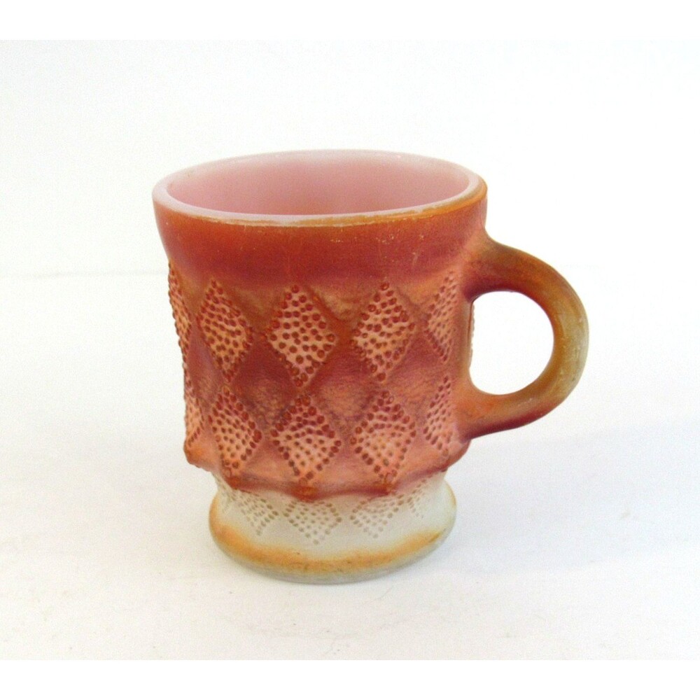 Vintage Anchor Hocking Fire King Kimberly Orange Ombré Diamond Coffee Mug